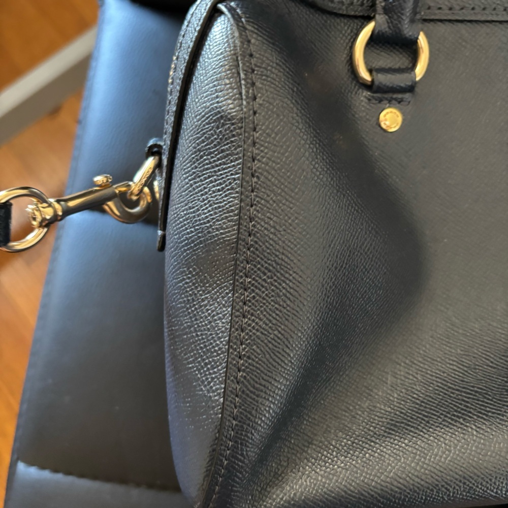 Coach Rowan Satchel Blue Leather Crossbody Purse - Picture 8 of 12